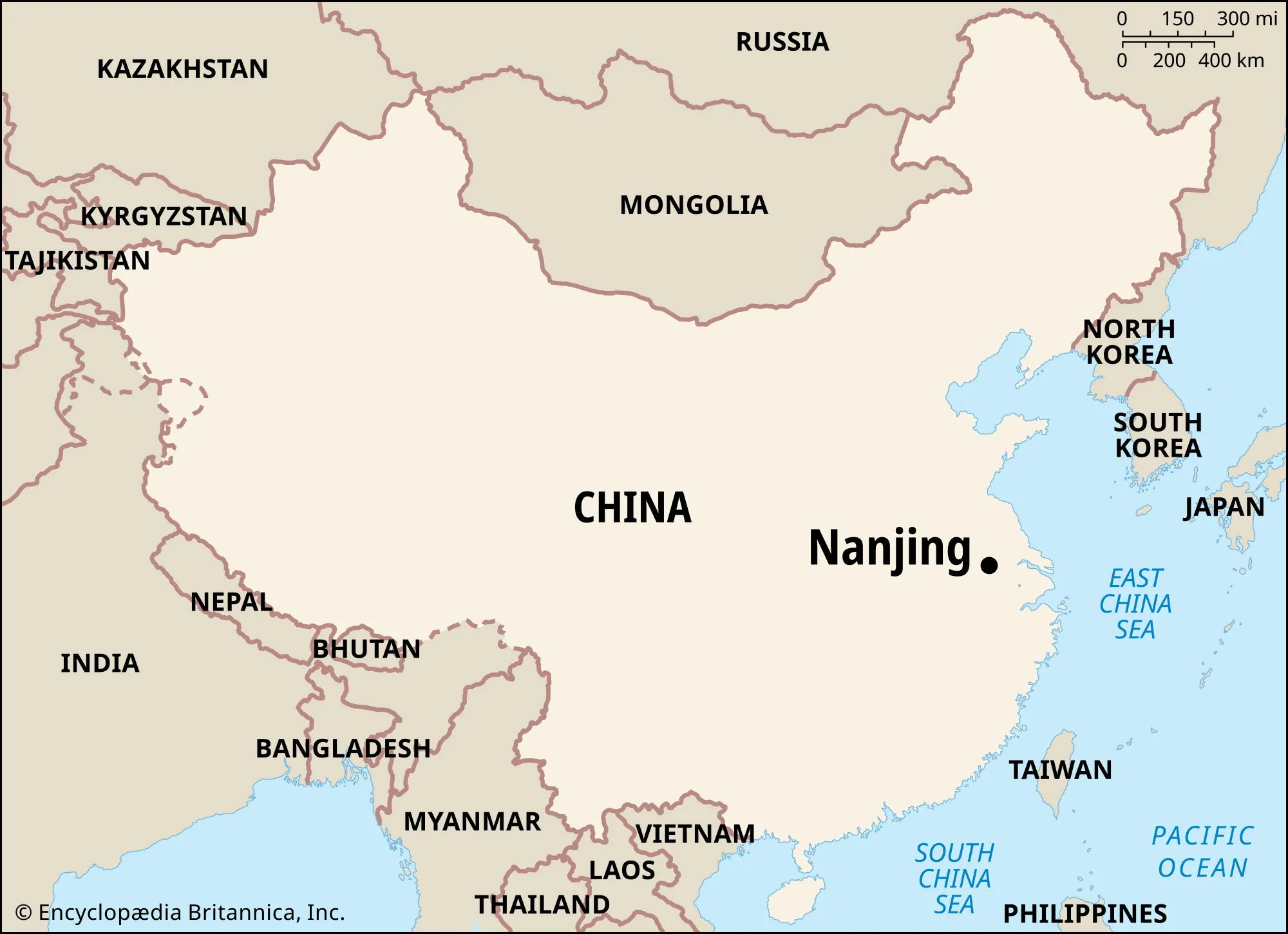 image of a map with Nanjing highlighed